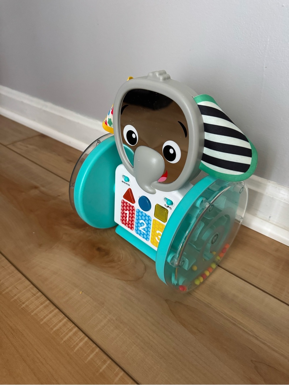 Bright Teal Elephant Push Toy baby Einstein